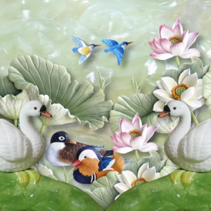 DSS Print Hub Lotus Lake Serenity Pattern Self Adhesive Wall Grain Textured Wallpaper (41cm x 244cm, Multicolor) (Copy) (Copy)